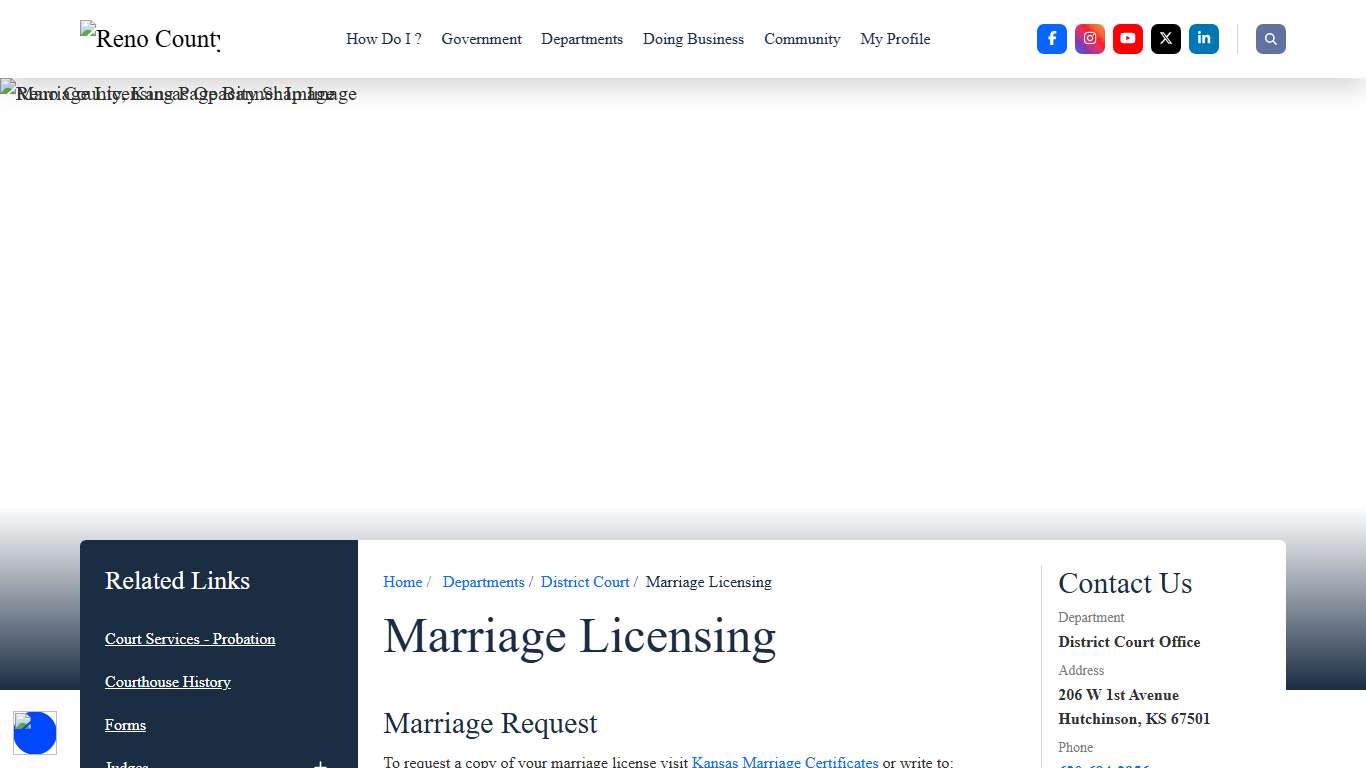 Marriage Licensing | Reno County, KS - Official Website