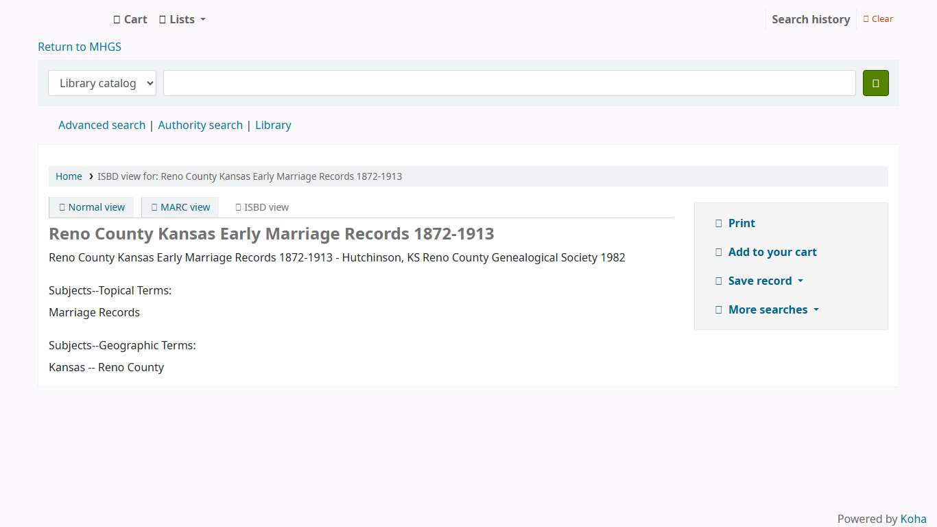 ISBD view › Koha online catalog